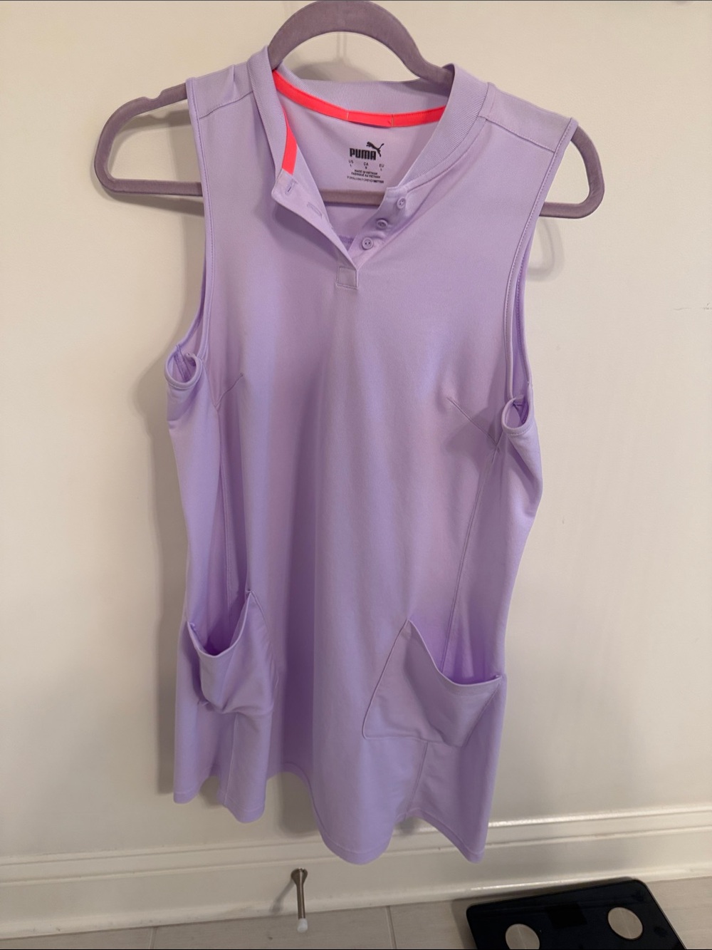 Puma Lavender Sleeveless Golf Tank with Neon Pink Trim